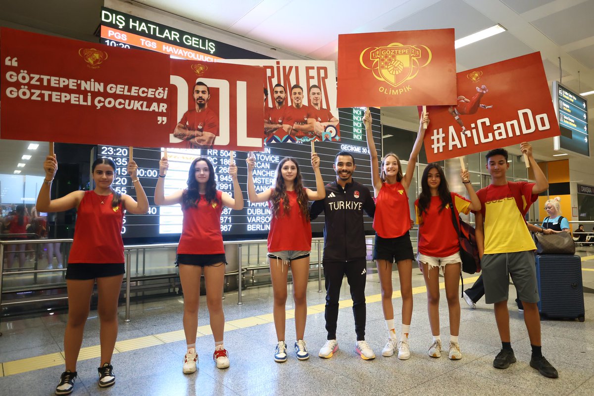 GoztepeOlimpik's tweet photo. 🇹🇷Sizlerle Gurur Duyuyoruz🇹🇷
Sporcumuz Ferhat Arıcan'ın kaptanlığını yaptığı Artistik Cimnastik Erkek Milli Takımımız İzmir'e döndü.
İlham kaynağı olduğun her çocuğumuz için minnettarız Ferhat. Uzun yoldan geldik uzun yola devam💛❤️
#GöztepeOlimpik #Paris2024 #AriCanDo https://t.co/hRISR5MX4x