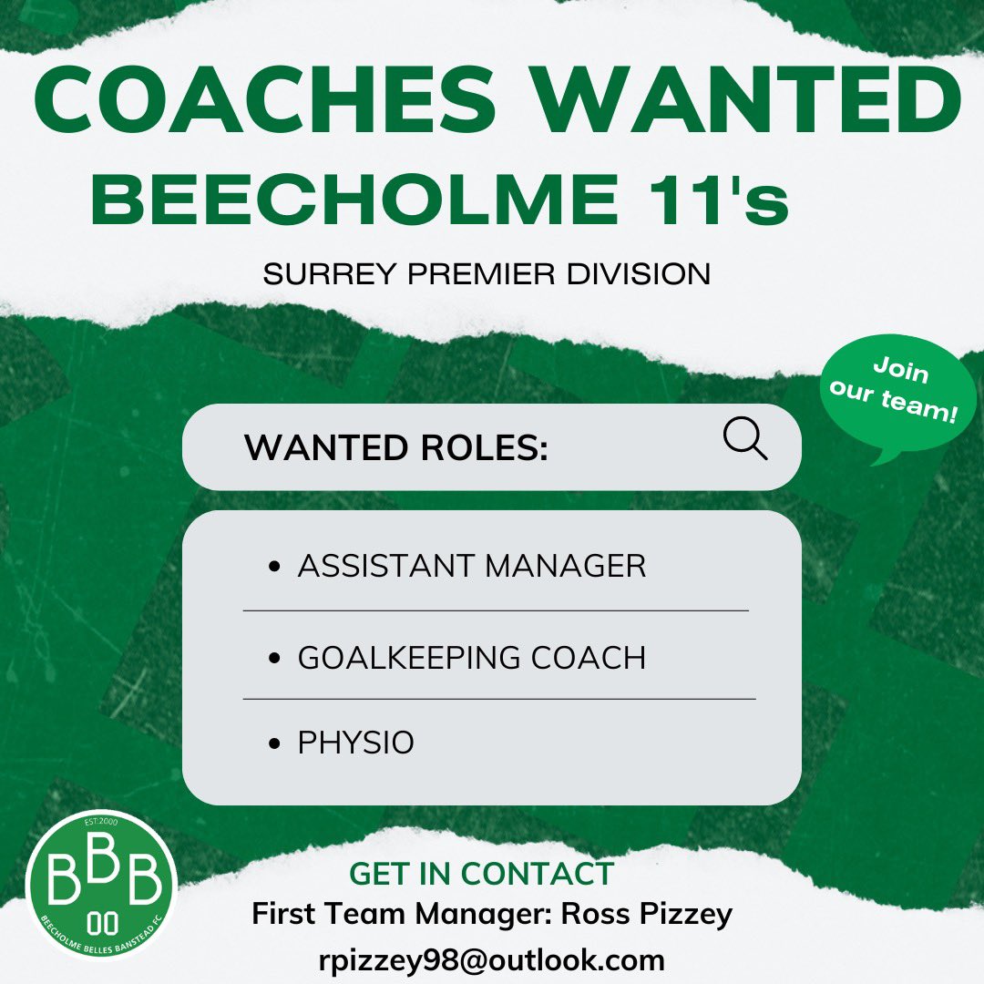 Still looking to increase the number of coaching staff for next season - if you can give up 3-4 hours a week to help coach an Adults football team - please let me know 

Please RT