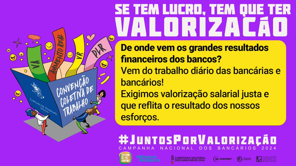 FetrafiSC's tweet photo. @febraban_oficial os trabalhadores se esforçaram muito pelo crescimento dos bancos. Além desse reconhecimento, o aumento da remuneração, com reajustes acima da inflação para o salário, PLR e VA/VR, é um direito! #JuntosPorValorização https://t.co/oFGjugUxvS