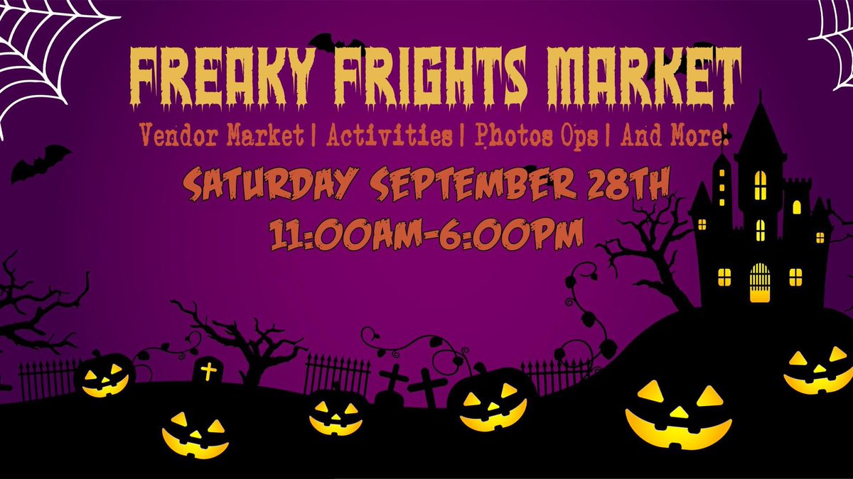 Come check out our first ever Freaky Frights Market. We have partnered with <a href="/OviedoMall/">Oviedo Mall</a> and <a href="/FreaksDesign2/">FreaksDesign</a> to throw our first ever market!! Come on out have some spooky fun and shop some amazing local businesses. If you would like to apply to be a vendor click below. 

Spots are