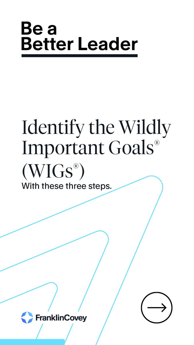 franklincovey's tweet photo. Be a better leader. Identify the Wildly Important Goals (WIGs) for your team or organization with these three steps. 

Visit https://t.co/S0aT7hRoqZ for more leadership development resources based on The 4 Disciplines of Execution®. #BeABetterLeader #LeadershipTraining https://t.co/K8pbJKOkdI
