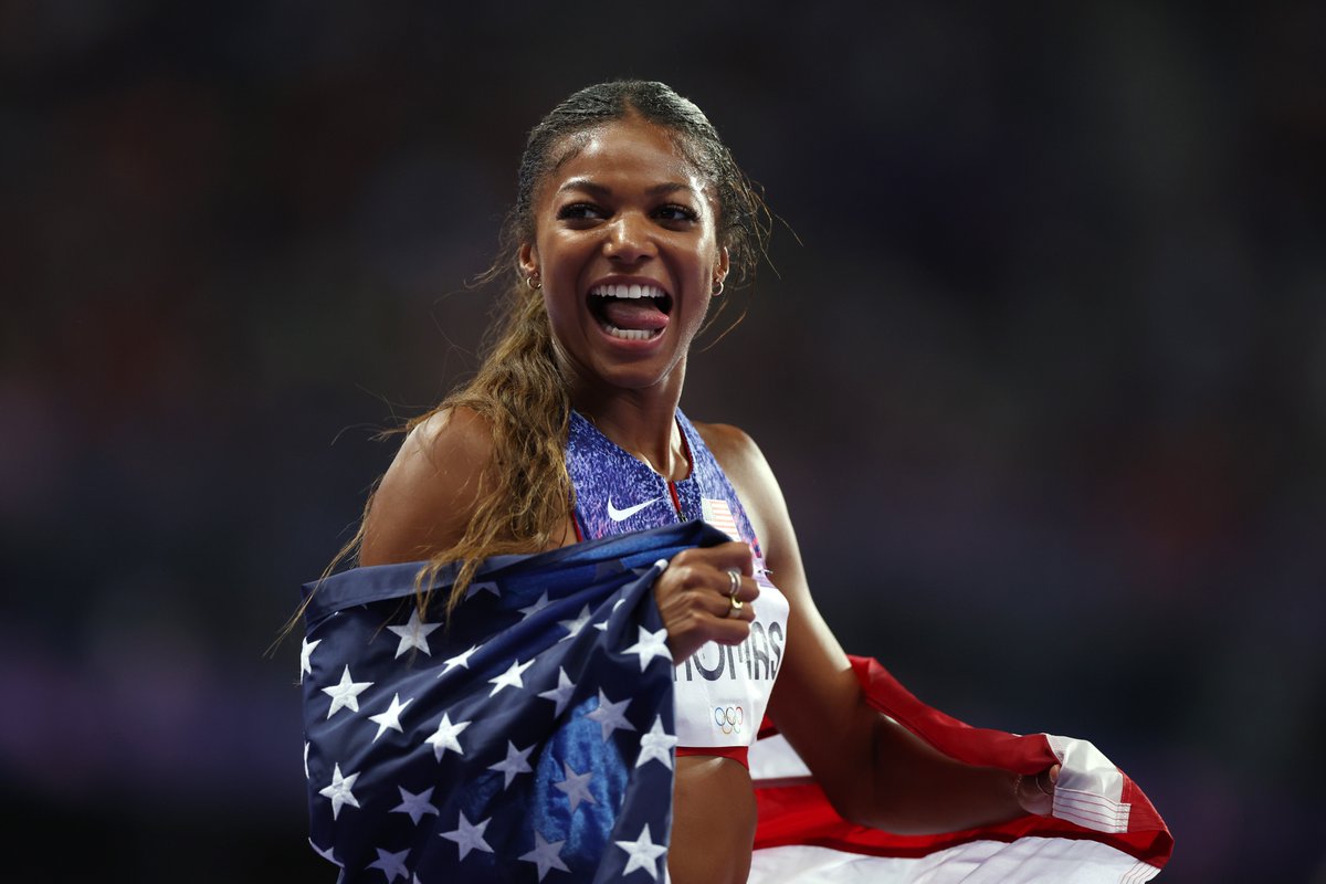 The one where <a href="/itsgabbyt/">Gabby Thomas</a> gets the 🥇 

Women's 200m final was 🔥 

🥇 Gabby Thomas 21.83 🇺🇸 
🥈 Julien Alfred 22.08 🇱🇨 
🥉 Brittany Brown 22.20 🇺🇸 

#Paris2024