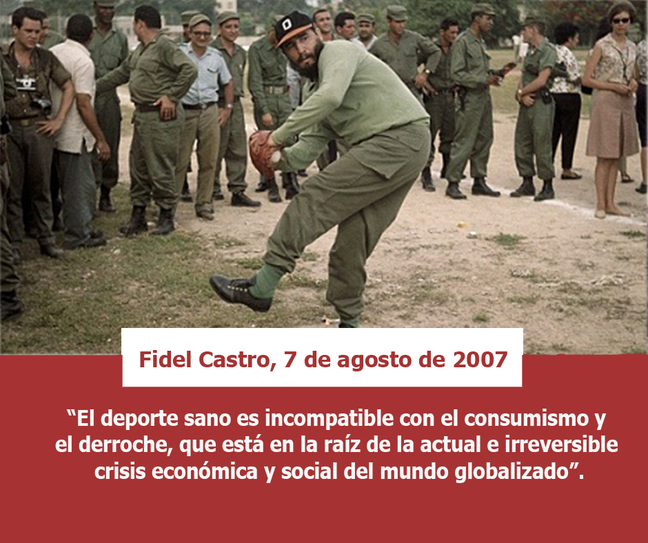 ✍️#FidelCastro “El deporte sano es incompatible con el consumismo y el derroche, que está en la raíz de la actual e irreversible crisis económica y social del mundo globalizado”.

👉 “La constancia escrita”, 7 de agosto de 2007 

#SoldadoDeIdeas #SomosCuba #SomosContinuidad