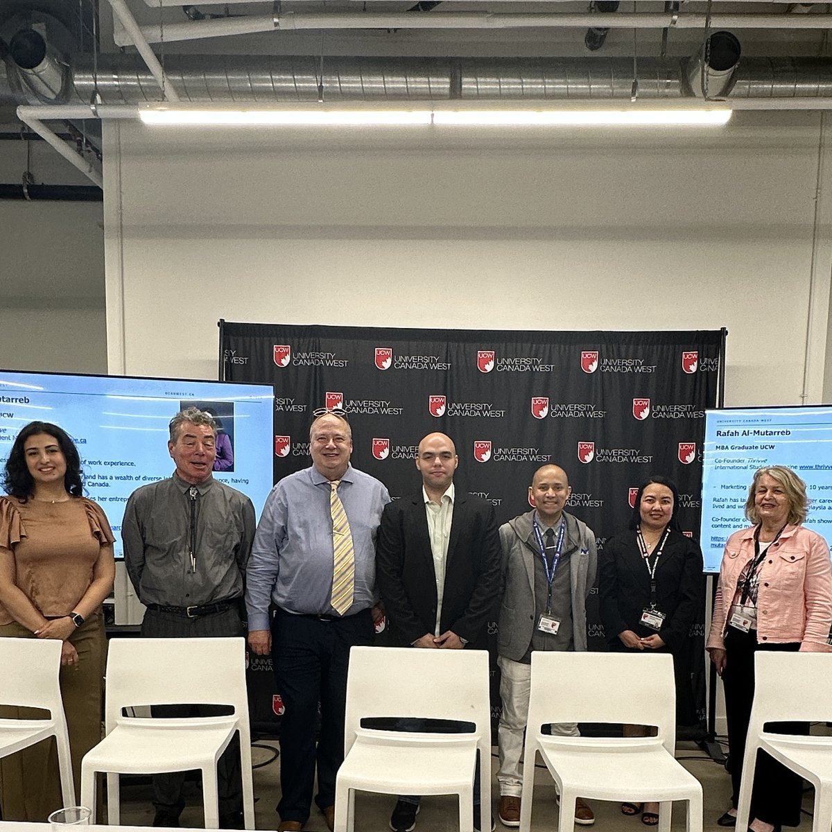 ucanwest's tweet image. 🚀 Hey UCW, we had the pleasure of hosting insightful talks from UCW alumni Rafah Al-Mutarrab and Ahmed Hisham, who shared their experiences as former UAP and MBA students. Their journeys provided invaluable perspectives for our new UAP students. 🎓✨

#AcademicTalks #UCWAlumni