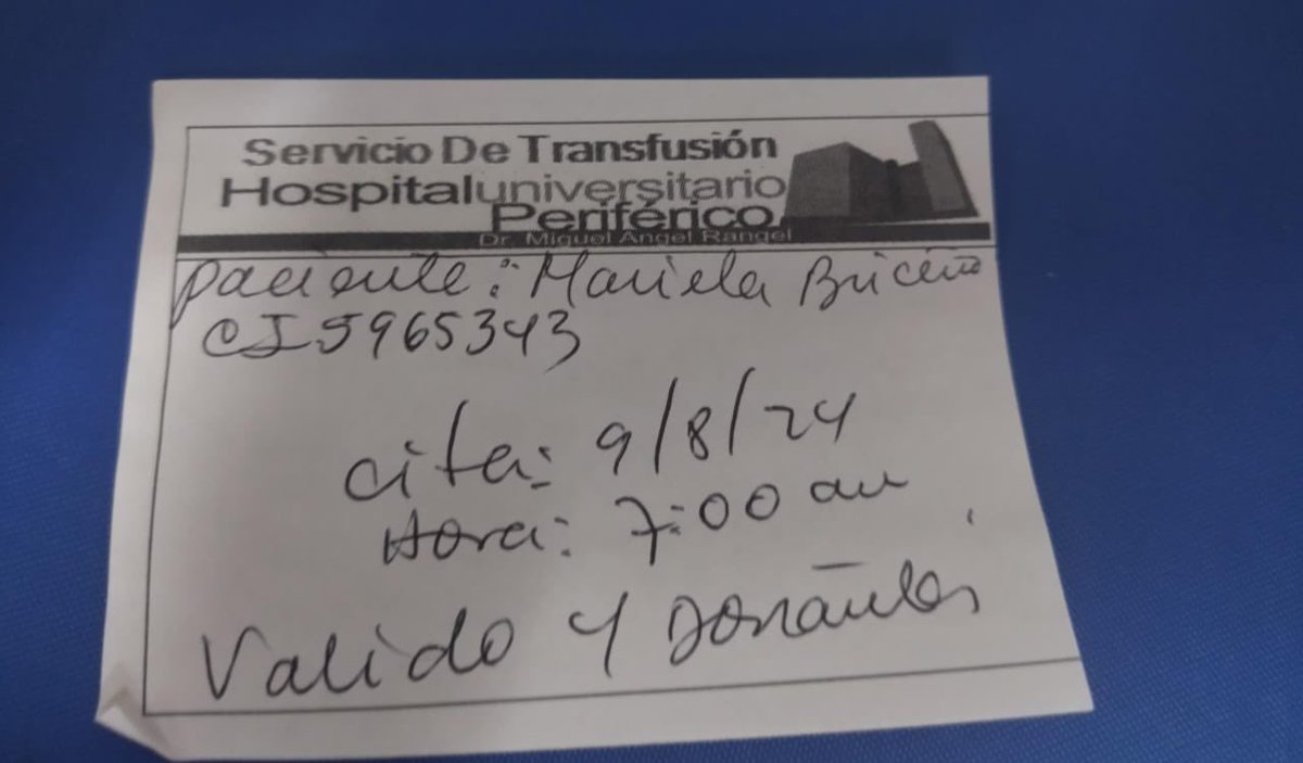#ServicioPúblico ¡URGENTE! Para la paciente Mariela Briceño recluida en el hospital de Coche se necesitan 8 donantes de sangre ORH negativo, las personas que puedan acudir al mencionado centro con estas imágenes 👇🏻 Gracias