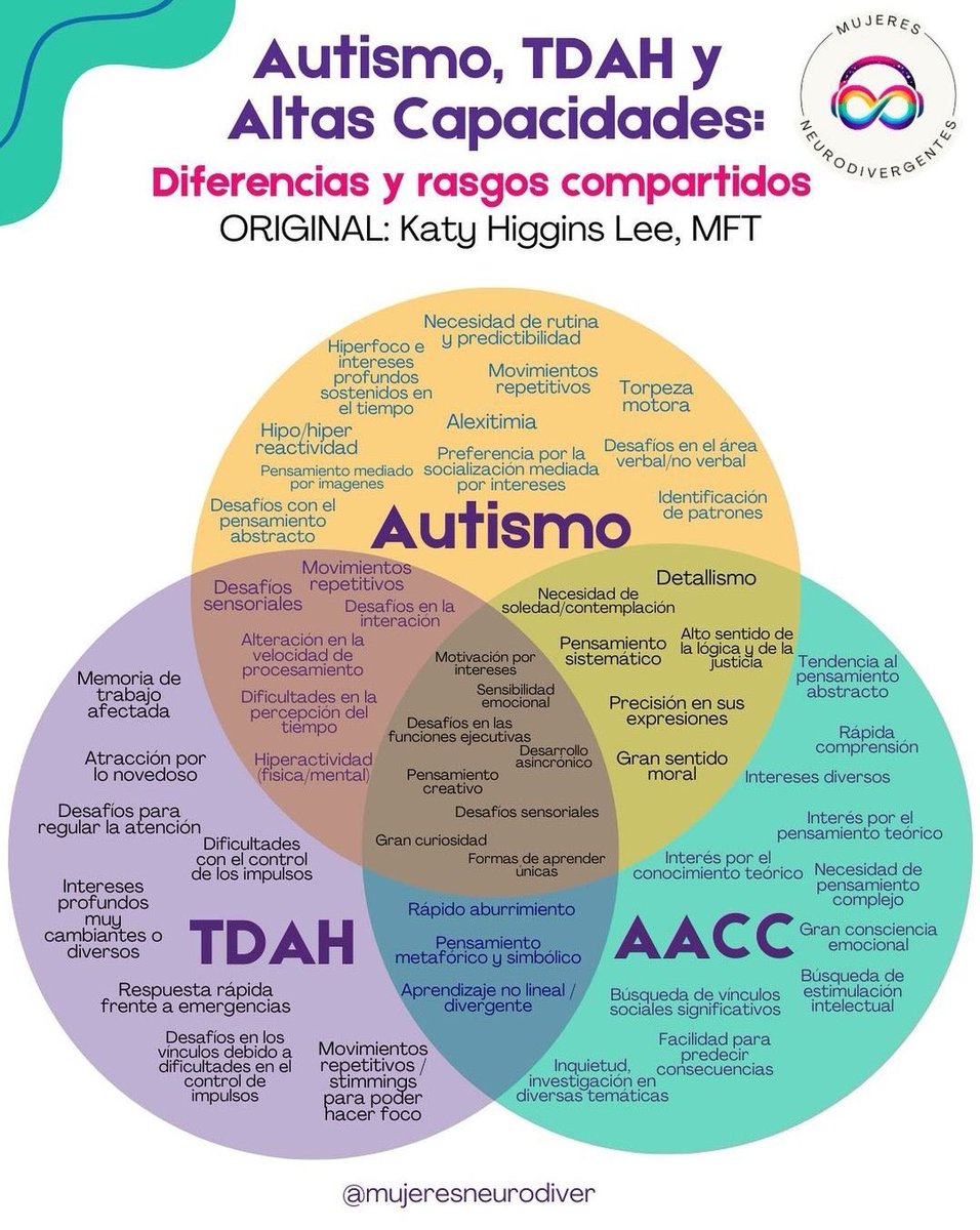 Un esquema muy interesante para personas que tengan una, dos o tres excepcionalidades (#tea ; #TDAH ; #aacc )