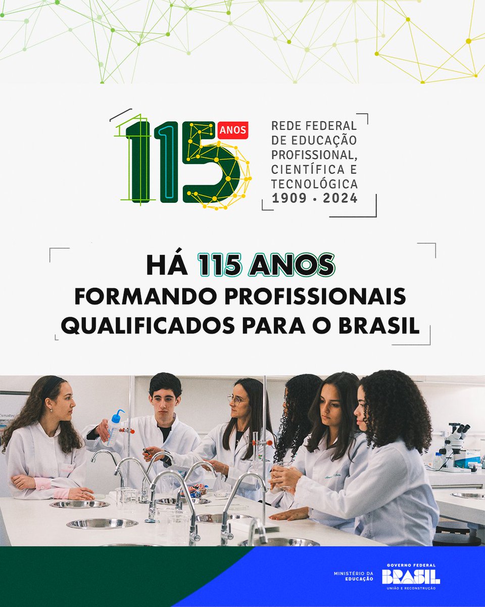 min_educacao's tweet photo. O MEC lançou um selo em comemoração aos 115 anos da Rede Federal de Educação Profissional, Científica e Tecnológica, fundamental na formação de milhões de pessoas em todo o país.

🔗https://t.co/CVNmdIrZLa
#RedeFederal #115Anos https://t.co/QWRDdqypKC