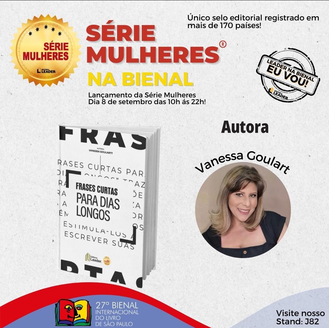 Estarei na <a href="/bienaldolivrosp/">Bienal do Livro SP</a> com meu livro "Frases Curtas Para Dias Longos" lançado pela @editoraleader no dia 08/09.
Será um prazer encontrar vocês por lá!

#book
#livro #livros #literatura #literaturabrasileira #booklover #love #bienal #bienaldolivrosp #bienaldolivro