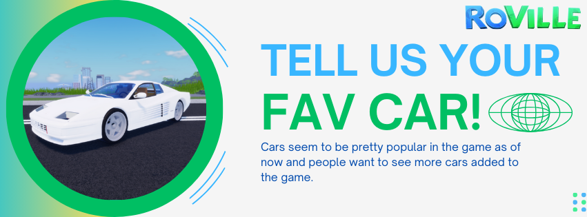 CrystalBloxTeam's tweet photo. Cars are pretty popular in RoVille as of now and some players have went out of their way to make custom cars, cool huh?  

QOTW: What is your favorite car in RoVille? 🚗  Let us know below! 😁  

#RoVille #Roblox #QOTW https://t.co/zRH8IbiHcb