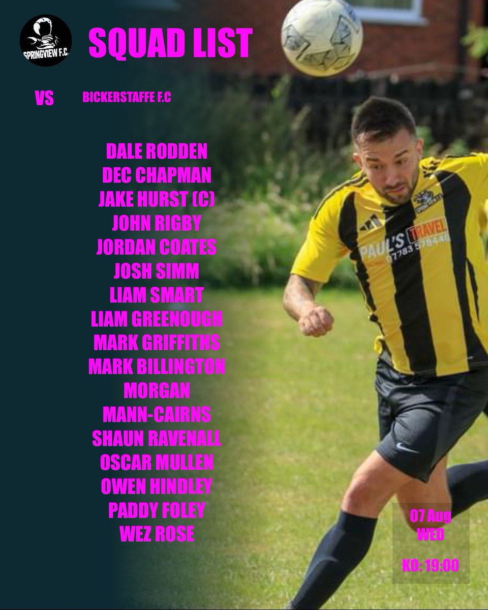 Spring View FC (@springview_fc) on Twitter photo Next up for the View is our first competitive game in the Wigan Cup. We will face off against <a href="/BickerstaffeAFC/">BickerstaffeAFC</a> at the view 19:00 kick off. Sponsored by Paul’s Taxi & CGE Commercials #UpTheView Next up for the View is our first competitive game in the Wigan Cup. We will face off against <a href="/BickerstaffeAFC/">BickerstaffeAFC</a> at the view 19:00 kick off. Sponsored by Paul’s Taxi & CGE Commercials #UpTheView