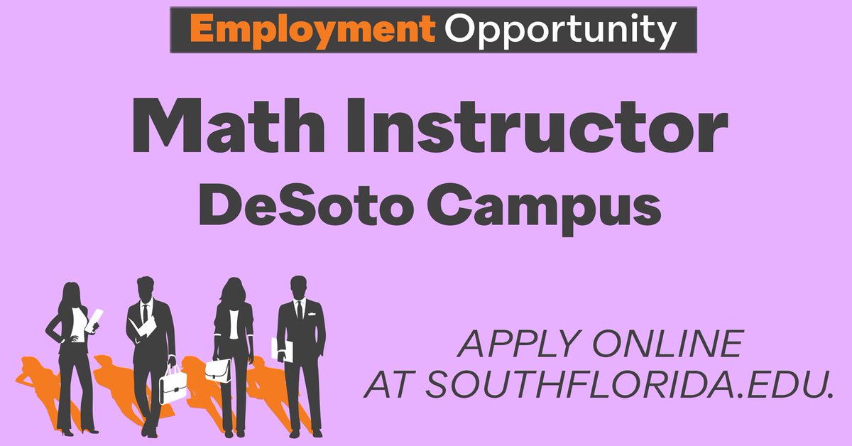 SFSCPanthers (@sfscpanthers) on Twitter photo SFSC is currently looking for an adjunct Math instructor for its DeSoto Campus. Visit sfsc.interviewexchange.com/jobofferdetail… to apply.
#math #teaching #instructor #adjunct <a href="/Hawkins4florida/">Fred Hawkins</a> SFSC is currently looking for an adjunct Math instructor for its DeSoto Campus. Visit sfsc.interviewexchange.com/jobofferdetail… to apply.
#math #teaching #instructor #adjunct <a href="/Hawkins4florida/">Fred Hawkins</a>