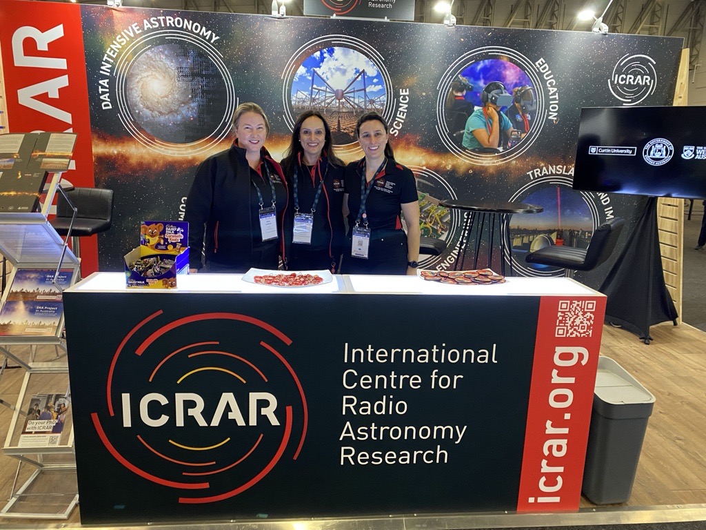 ICRAR's tweet photo. We're so excited to be at @astronomy2024! Find us at the ICRAR booth - we'll have researchers, engineers and science communicators ready to talk about what we're doing for the full two weeks of #IAUGA2024. We've also got some pretty sweet souvenirs, if that's your thing... https://t.co/1bT515lzlT