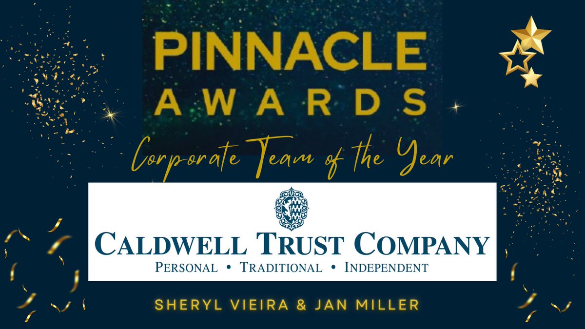 FPRA (@fpra) on Twitter photo Congrats to our inaugural Pinnacle Award Winner <a href="/CaldwellTrust/">Caldwell Trust Co</a> for being named Corporate Team of the Year.
Excelling in thought leadership, innovative communication, & community engagement, their commitment to education and client-centric strategies ensures continued success. Congrats to our inaugural Pinnacle Award Winner <a href="/CaldwellTrust/">Caldwell Trust Co</a> for being named Corporate Team of the Year.
Excelling in thought leadership, innovative communication, & community engagement, their commitment to education and client-centric strategies ensures continued success.