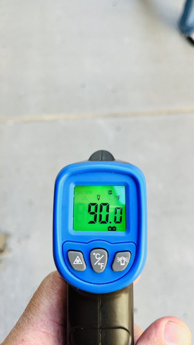 Shade makes NYC cooler, cars act like radiant ovens.
170F - black car in the sun
85F - grass in the shade
116F - sunny sidewalk 
90F - sidewalk in the shade of a tall building