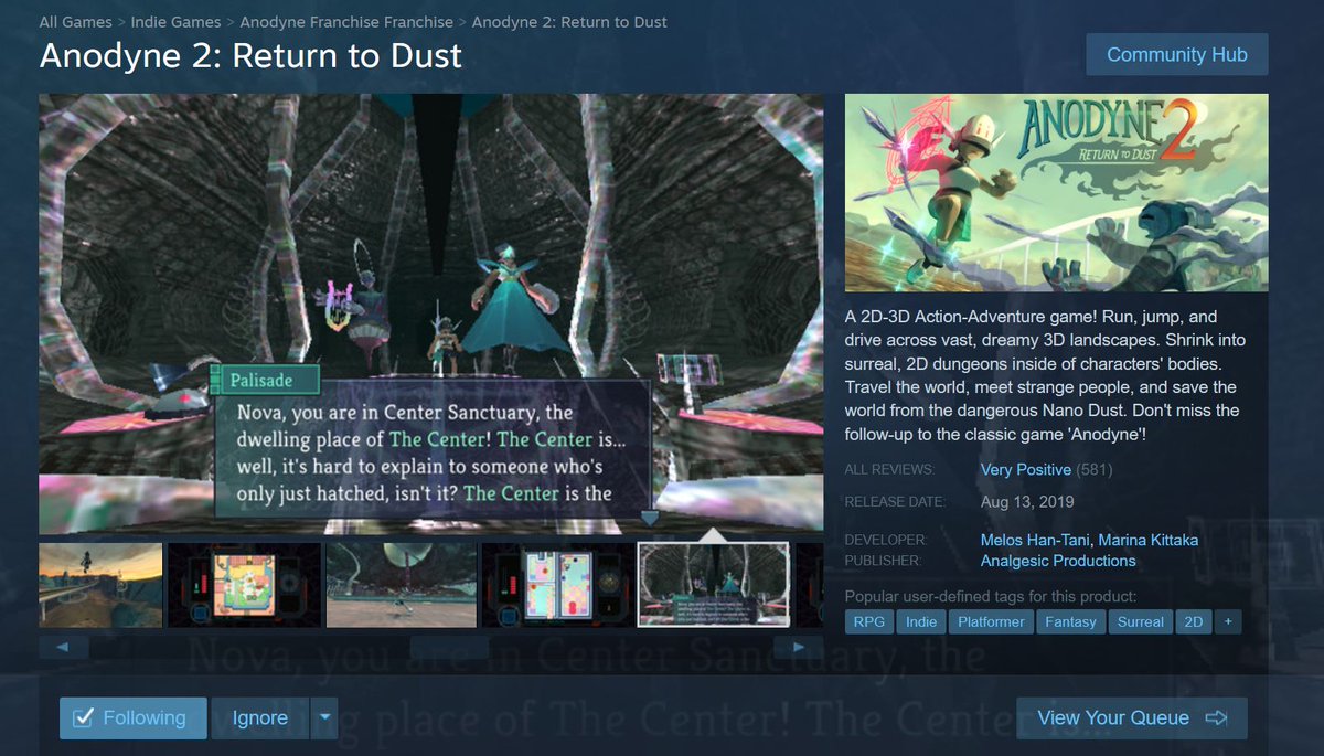 anodyne 2 (and nova!) are 5 years old!! the game's on sale for a week to celebrate🎉 (great time to leave a review, too!)