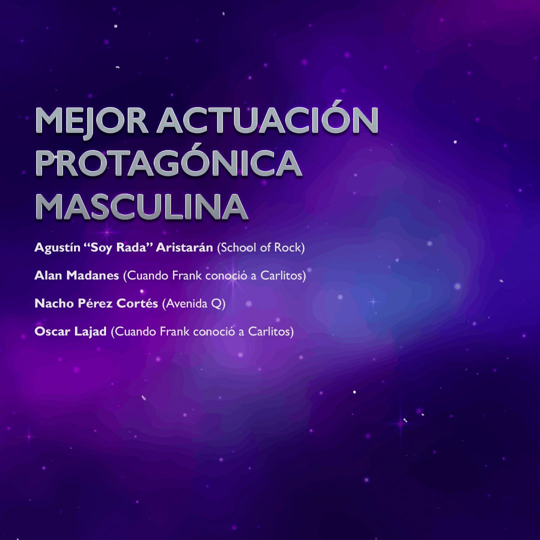 Nominaciones a MEJOR ACTUACIÓN PROTAGÓNICA MASCULINA
Premios Hugo - Temporada 2023-2024

#premioshugo #premios #teatromusical #teatro #espectaculos
#musicaltheatre #awards #shows
