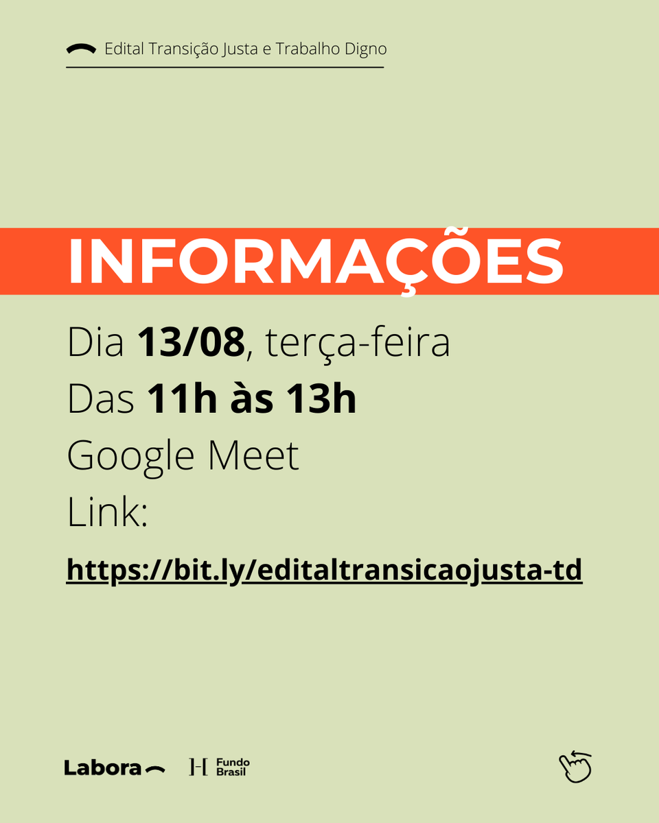 fundobrasil's tweet photo. Neste vídeo, a equipe do Labora responde algumas dúvidas frequentes sobre o processo de inscrição no edital. Mas se a sua dúvida não foi sanada ainda, participe do nosso Plantão Tira-Dúvidas:
🗓13 de agosto, terça-feira;
⏰Das 11h às 13h;
🖥Google Meet: https://t.co/c5rFMScFSJ https://t.co/VOYIqXYX96