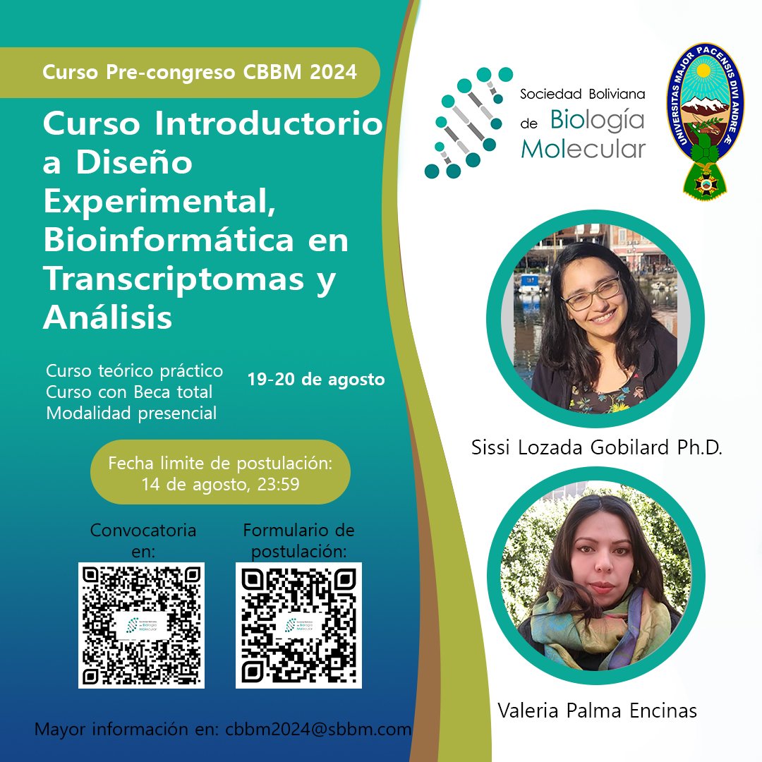 Nos complace anunciar la 𝗖𝗼𝗻𝘃𝗼𝗰𝗮𝘁𝗼𝗿𝗶𝗮 𝗮 𝗹𝗼𝘀 𝗰𝘂𝗿𝘀𝗼𝘀 𝗽𝗿𝗲𝗰𝗼𝗻𝗴𝗿𝗲𝘀𝗼 parte del #𝗖𝗕𝗕𝗠𝟮𝟬𝟮𝟰. Motivados por abrir espacios científicos para tod@s,ofrecemos los cursos 𝗯𝗲𝗰𝗮𝗱𝗼𝘀. ¡Postula ya!#BiologíaMolecular #SoyBioMol #SBBM #UMSA #CienciaWasa
