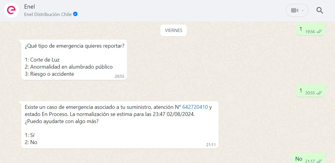 javier_chapa2's tweet photo. @Enel_Informa_CL @SEC_cl @Muni_LasCondes @danielapenaloza ENEL entrega número de caso para nuestro edificio (adjunto imagen día a día), hoy no existe (llamé a servicio al cliente) y asignaron otro número con menor prioridad del anterior y con atención el Jueves, 1 semana sin luz! https://t.co/8vGyfJuDRO