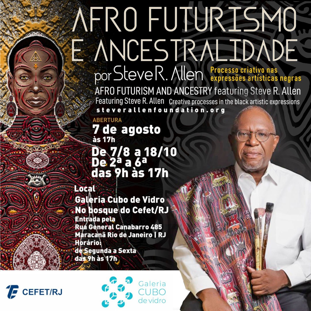 A Galeria Cubo de Vidro do Cefet/RJ apresenta a exposição "Afro Futurismo e Ancestralidade" com obras de Steve R. Allen. A abertura será no dia 7 de agosto, às 17h, e a mostra ficará em exibição até 18 de outubro de 2024. Venha conferir! #CefetRJ #GaleriaCuboDeVidro