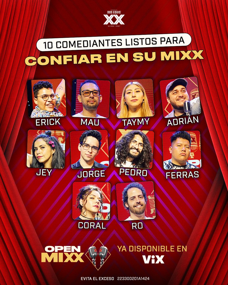 DosEquisMx's tweet photo. ¿Quién es tu gallo en #OpenMIXX? Descubre cómo nuestros participantes tienen la confianza para hacernos reír a carcajadas. Ya disponible en @ViX #ConfíaEnTuMIXX https://t.co/BnIzNiBOdi