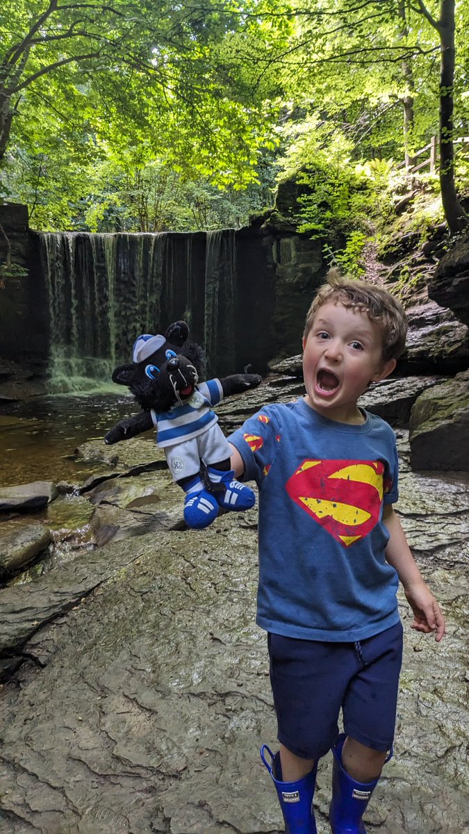 WrexhamRanger's tweet image. Took the kids and @QPRJudeTheCat waterfall hunting, this beauty is only round the corner from us, love it. Going to try and do two more waterfalls before the football starts on Sat. #QPR #NantMill #PlasPowerWoods