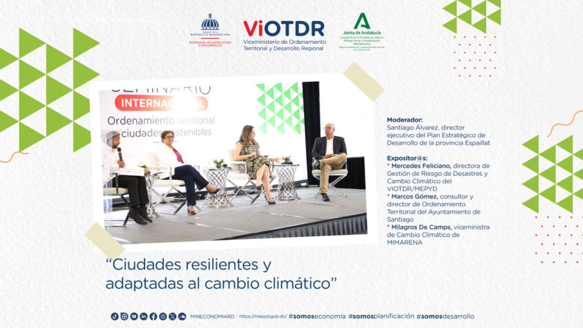Con resiliencia y adaptabilidad #RD se prepara ante el cambio climático. 🌍 Interesantes datos del panel  “Ciudades resilientes y adaptadas al cambio climático”. 🏙️🌿@mercedesfelici1 <a href="/milagrosdecamps/">Milagros De Camps</a> <a href="/PedepeEspaillat/">Plan Estratégico de Desarrollo de Espaillat</a> #MarcosGómez

#OrdenamientoTerritorial
#SomosEconomía
#Ley36822