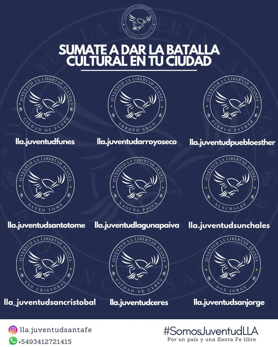 jllasantafe's tweet image. ¡BIENVENIDOS A NUESTRA CUENTA DE X!
Somos la juventud oficial de @LLibertadAvanza en la Provincia de Santa Fe y junto al presidente @JMilei y a nuestra diputada nacional @romidiezok te invitamos a sumarte para dar la batalla en nuestra provincia.
También podes seguirnos acá:…