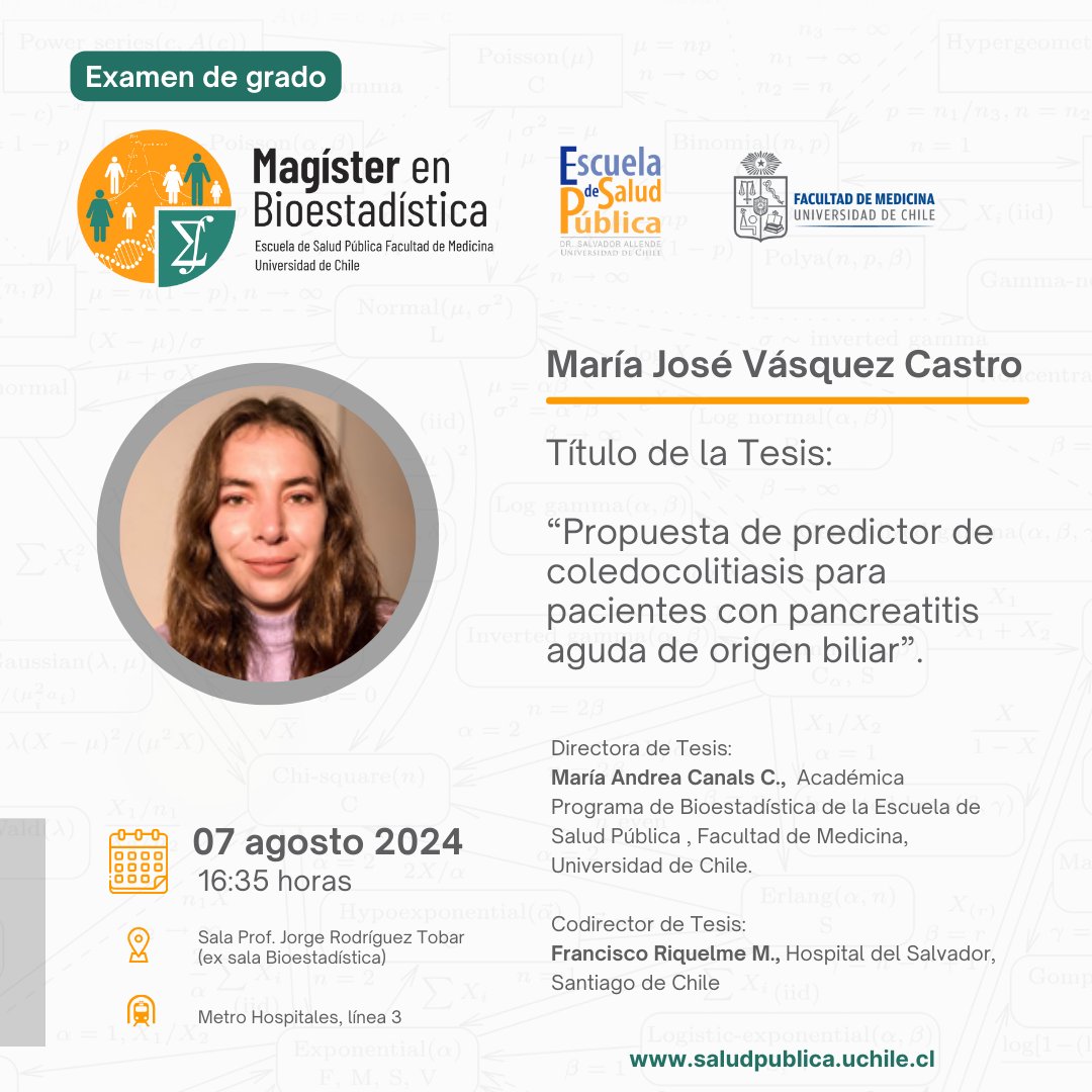 ESP U. de Chile (@esp_uchile) on Twitter photo 🟠Doble jornada de presentación de examen de grado del Magíster en Bioestadística de nuestra ESP <a href="/uchile/">Universidad de Chile</a>
Le deseamos toda la suerte a Oscar Rivera y María José Vázquez.
Recuerda que este año tenemos postulación al Magister en Bioestadística, revisa la info uchile.cl/sp98891 🟠Doble jornada de presentación de examen de grado del Magíster en Bioestadística de nuestra ESP <a href="/uchile/">Universidad de Chile</a>
Le deseamos toda la suerte a Oscar Rivera y María José Vázquez.
Recuerda que este año tenemos postulación al Magister en Bioestadística, revisa la info uchile.cl/sp98891