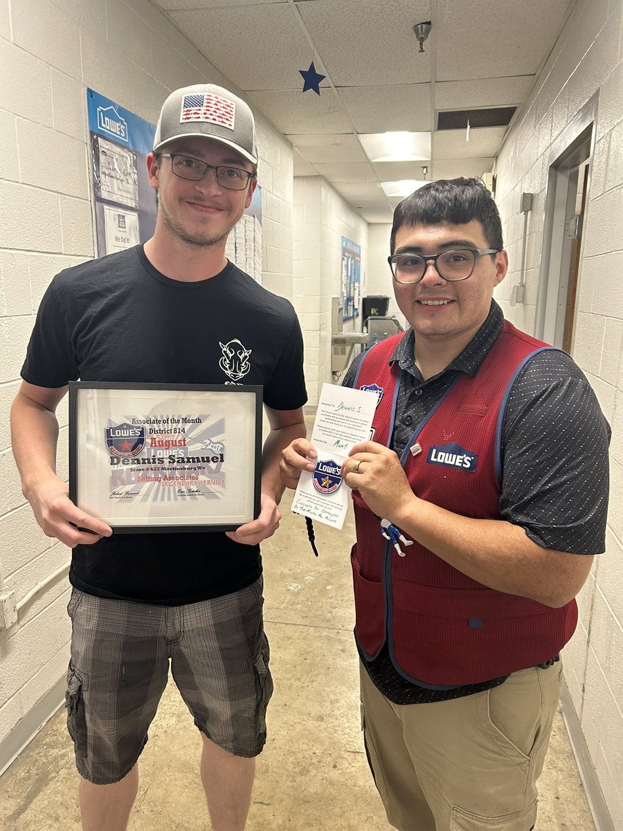 ⭐️Bronze Star Alert⭐️. Dennis in hardware received August sales floor associate of the month and got his Bronze Star!!! Way to go!!! <a href="/barnard_robby/">Robby Barnard</a> <a href="/DustinCornell5/">Dustin Cornell</a> <a href="/BenitoKomadina/">Benito.Komadina@Lowes</a> <a href="/BlueBoxR1/">@BlueBoxR1</a>