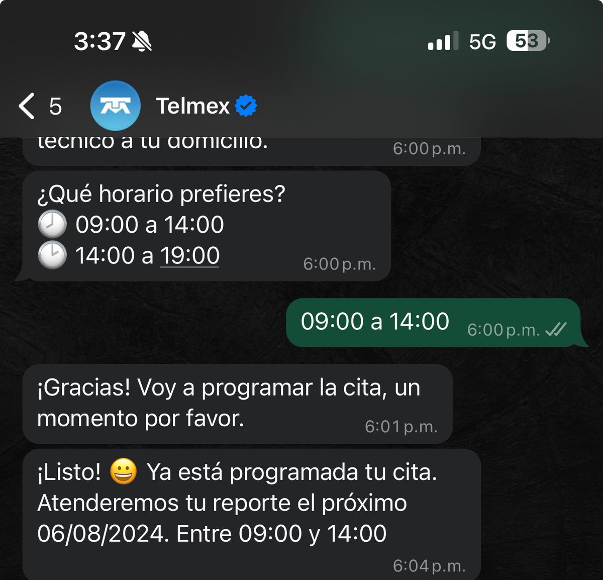 _jacobogonzalez's tweet photo. @TELMEXSoluciona @Telmex te ruego, por favor no me vuelvas a dejar plantado. Tengo ya cinco días sin servicio, y tres días que me dejan plantado con cita programada (ver imagen). Reporte 026446202. https://t.co/UAKI8vpxLC