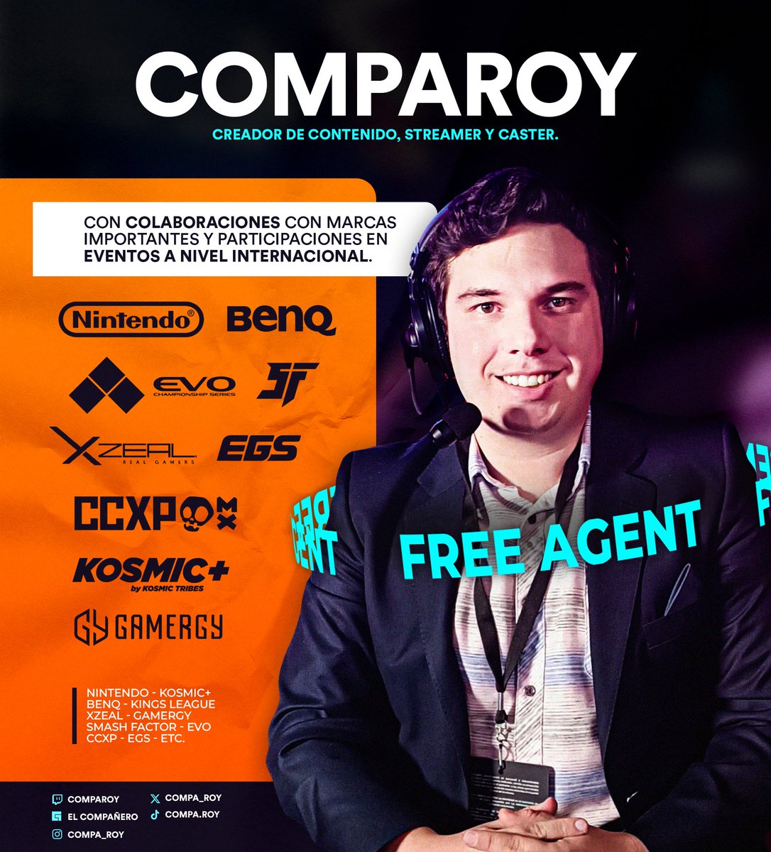 Con la noticia de anunciarles que me encuentro Free Agent, buscando representar a una organización para impulsar mi trayectoria como comentarista y creador de contenido / streamer. 

Les adjunto mi Media Kit abajo y mis DMs están abiertos para colaboraciones y propuestas