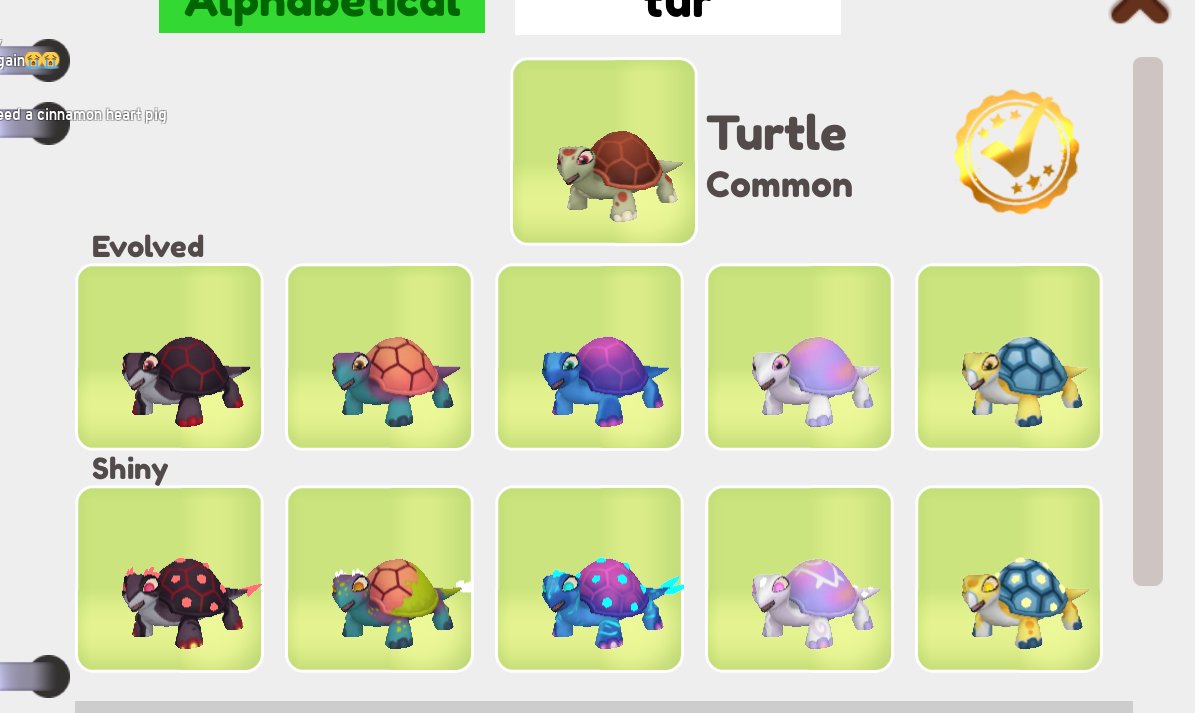 CarzoxPlayzRblx's tweet photo. Today was amazing!!! I was able to get my turtle collection to be done!! and wan an give a huge shout out to @QueenBritney04 for the help!!!!! this was an amazing time and happy i was able to share this moment with the people in the game!! #ropets #ciaocommunity https://t.co/2qsmMmXju0