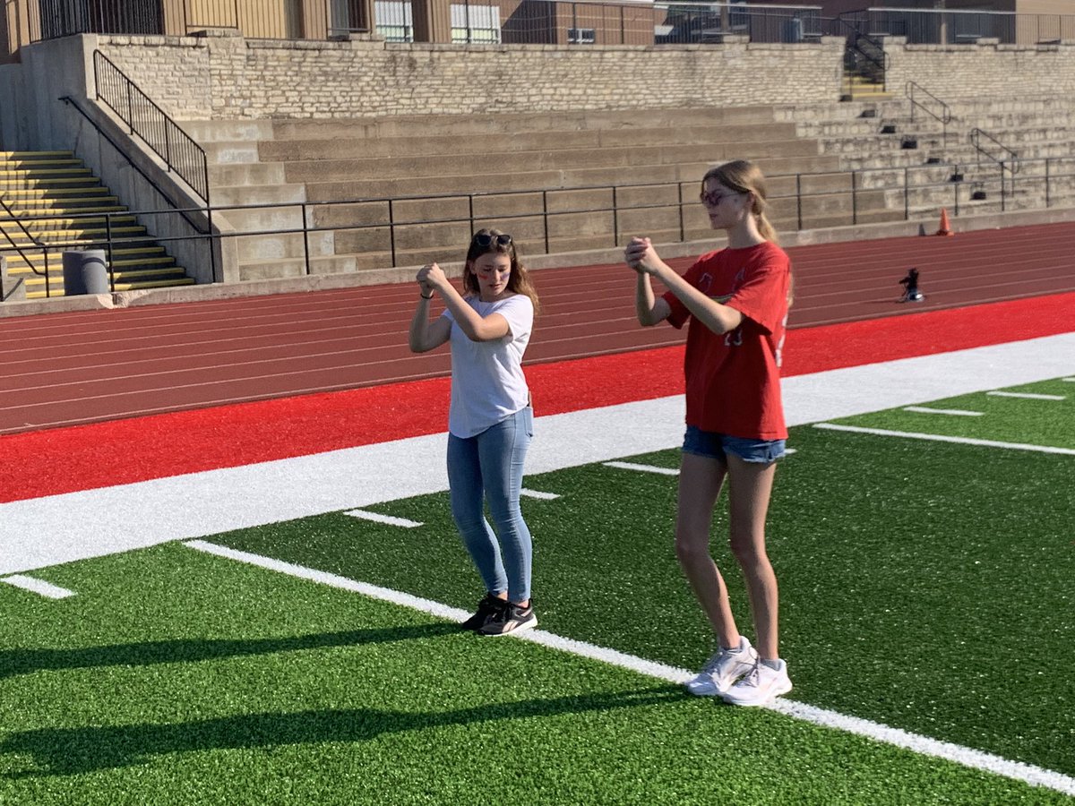 Kids teaching kids. Working on marching fundamentals at camp today. <a href="/BlackcatUpdates/">Blackcats Updates</a>