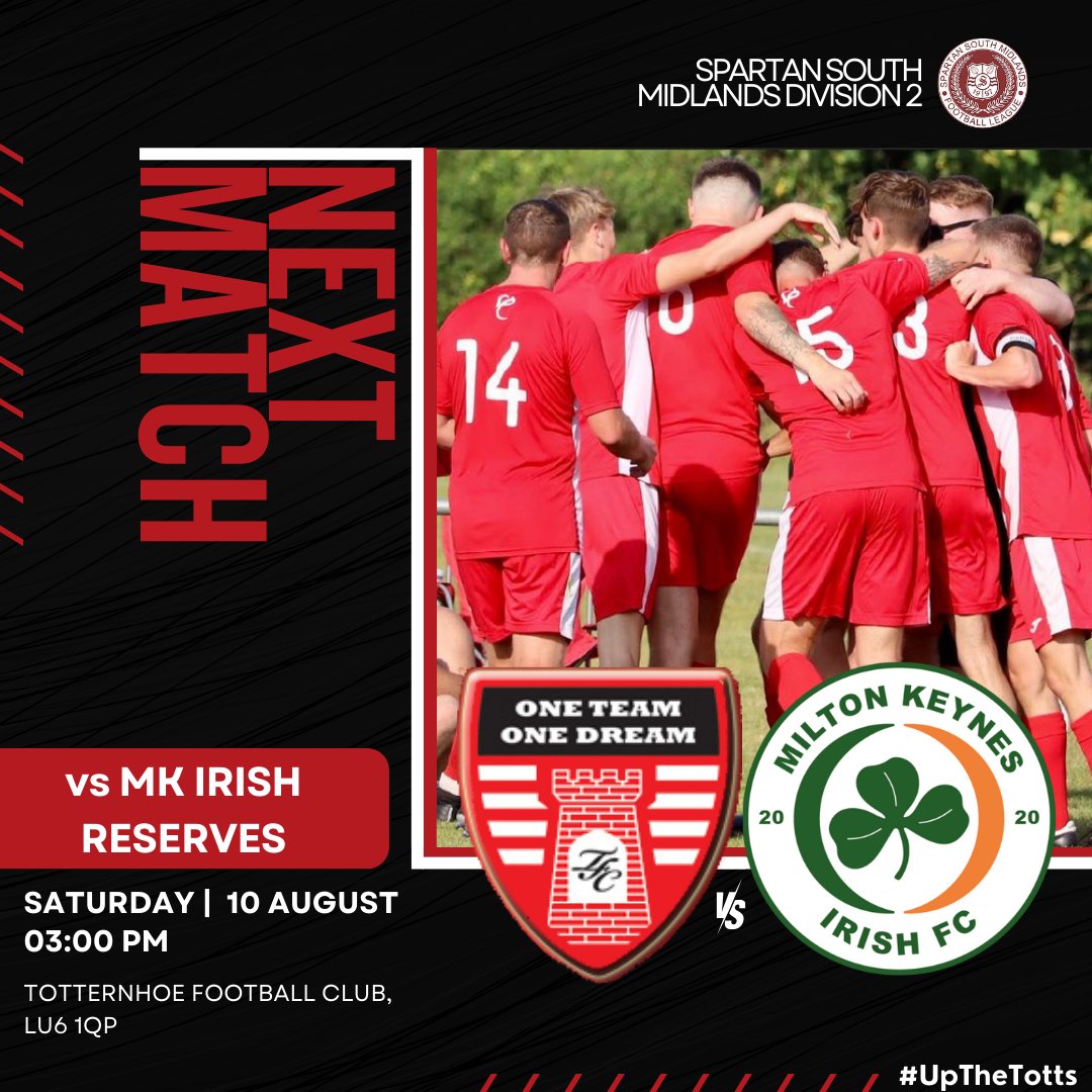 Totternhoe Football Club (@tottsfc) on Twitter photo ๐๐๐ผ๐๐๐ ๐๐๐๐๐๐!
This Saturday we open our league campaign with the visit of <a href="/MKIrishFC/">(C) Milton Keynes Irish FC</a> Reserves.
Please join us in supporting the new look Tott's side in the first home game of the season!
#UpTheTotts | ๐ดโช๏ธ ๐๐๐ผ๐๐๐ ๐๐๐๐๐๐!
This Saturday we open our league campaign with the visit of <a href="/MKIrishFC/">(C) Milton Keynes Irish FC</a> Reserves.
Please join us in supporting the new look Tott's side in the first home game of the season!
#UpTheTotts | ๐ดโช๏ธ