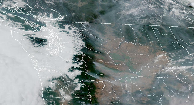 EcologyWA's tweet photo. Changing winds may bring smoke into Western WA by Wed. night from 4 significant wildfires, including 1 on the Canadian side of Okanagan National Forest. Stay informed about air quality: https://t.co/PpOZVOzYd1. https://t.co/Jtz5csDN9m