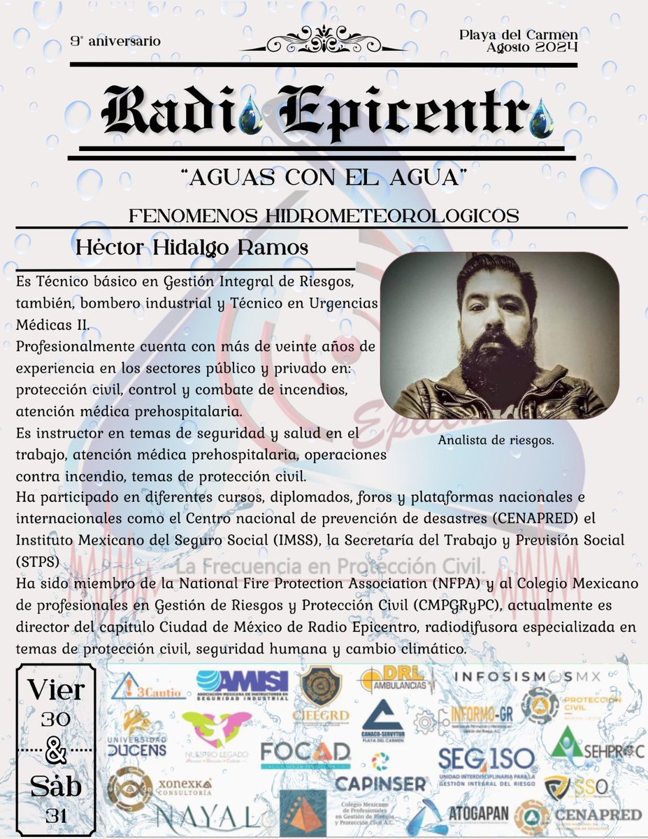 RadioEpicentro1's tweet photo. Quinto ponente confirmado para nuestro 9º Aniversario de Epicentro “Aguas con el Agua” https://t.co/aDrdKFbkKl