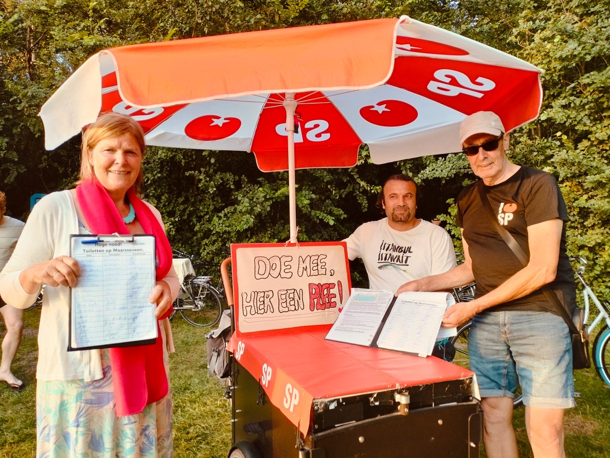 Sp-afdelingen Stichtse Vecht en Utrecht halen handtekeningen op voor openbare toiletten bij de Maarsseveense Plassen