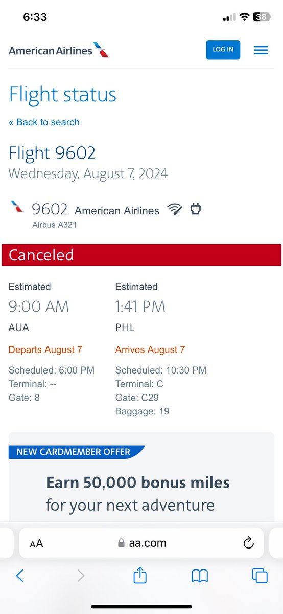 RileySweitzer's tweet photo. @AmericanAir answer for your sins!! 200 people are stranded in Aruba, have had our flight to Philly delayed hours, cancelled, rebooked, delayed again, then fully cancelled with no communication or solution. This is going on 48 hours almost https://t.co/sOmtA80zqR
