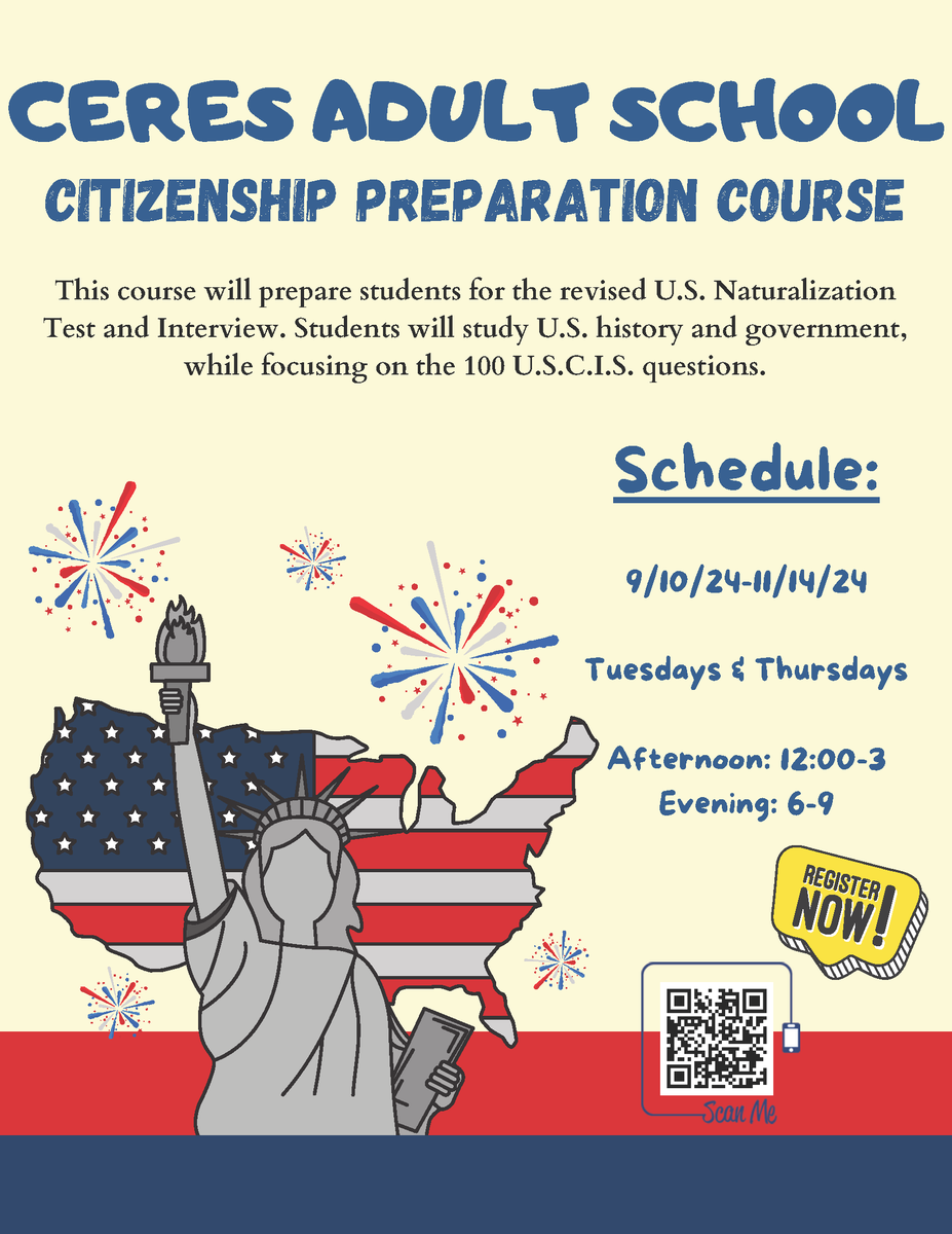 CeresAdult's tweet photo. Register for our Citizenship preparation course! Afternoon and evening classes are available. https://t.co/PAOZz1iYMi