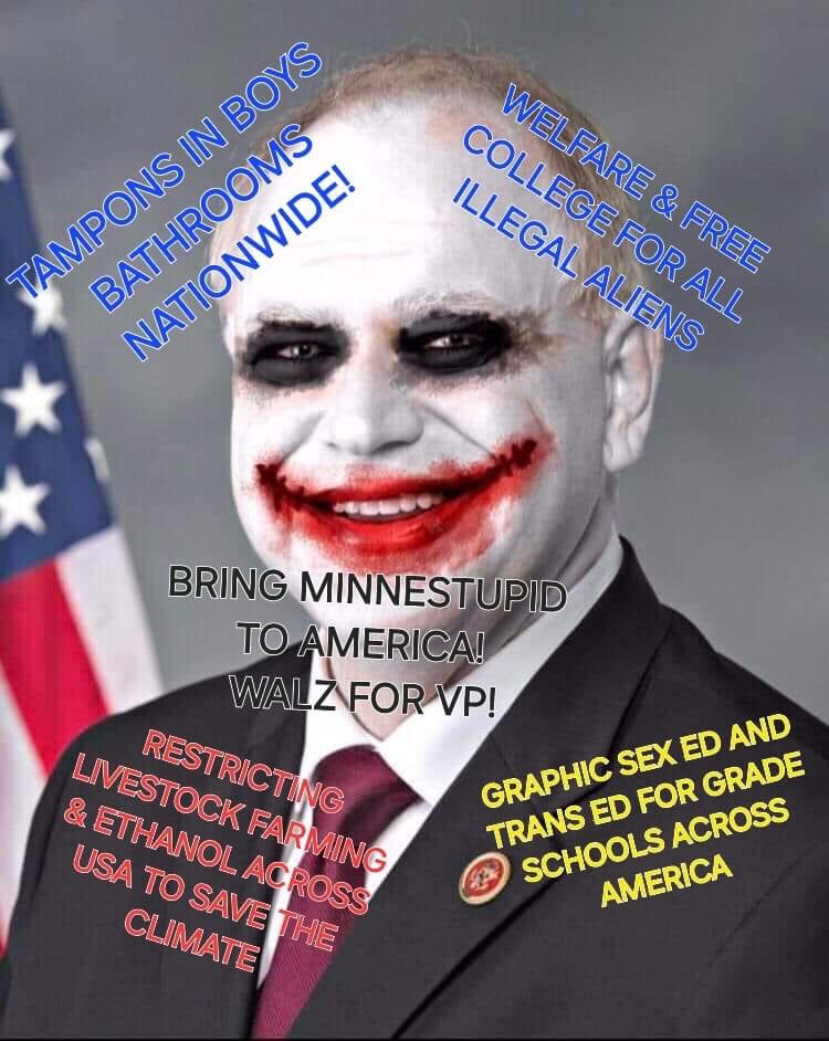 RocksandCowsMN's tweet photo. GOVERNOR TAMPON TIMMY WALZ is NOT going to appeal to rural and blue collar Americans in ANY swing state. How do we know? Cuz the rural and blue collar folks in his own state HATE HIS GUTS. https://t.co/61QLTNoica