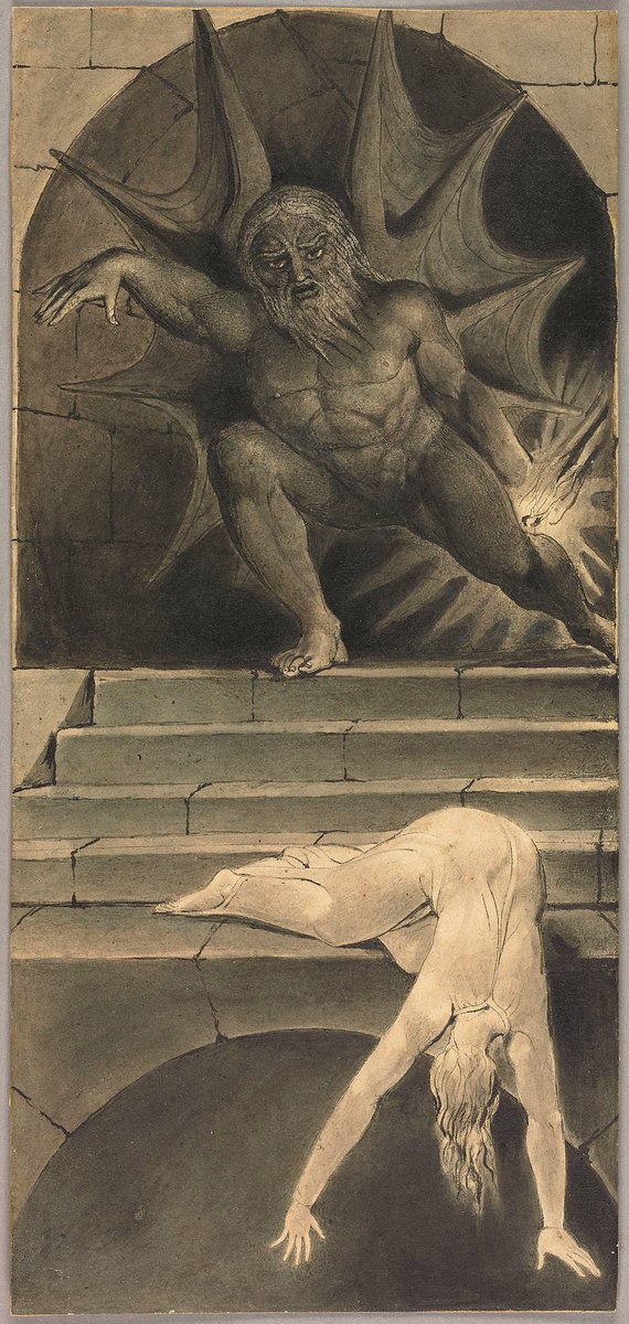 xe0_xeo's tweet image. Death Pursuing the Soul through the Avenues of Life - William Blake (1805)