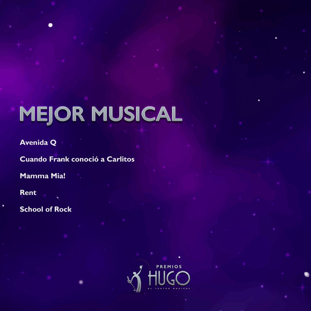 Nominaciones a MEJOR MUSICAL
Premios Hugo - Temporada 2023-2024

#premioshugo #premios #teatromusical #teatro #espectaculos
#musicaltheatre #awards #shows