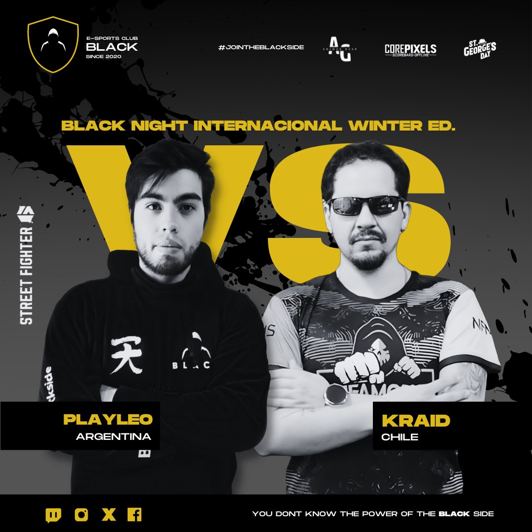 blackesportsfgc's tweet image. Hoy en nuestro canal twitch.tv/blackteamespor… #BlackNight duelos ft5 #StreetFighter6 con jugadores de Chile/Argentina/Brasil

- @Padgar0 🆚 @KomanCl 
- @3Playleo 🆚 #Kraid
- @Blk_Mega 🆚 @jovenhou 
- @blk_craime 🆚 @AtmaCL_ 
- @BoladoZangief 🆚 @DerekBlaz11 

21h Chi 22h Bra