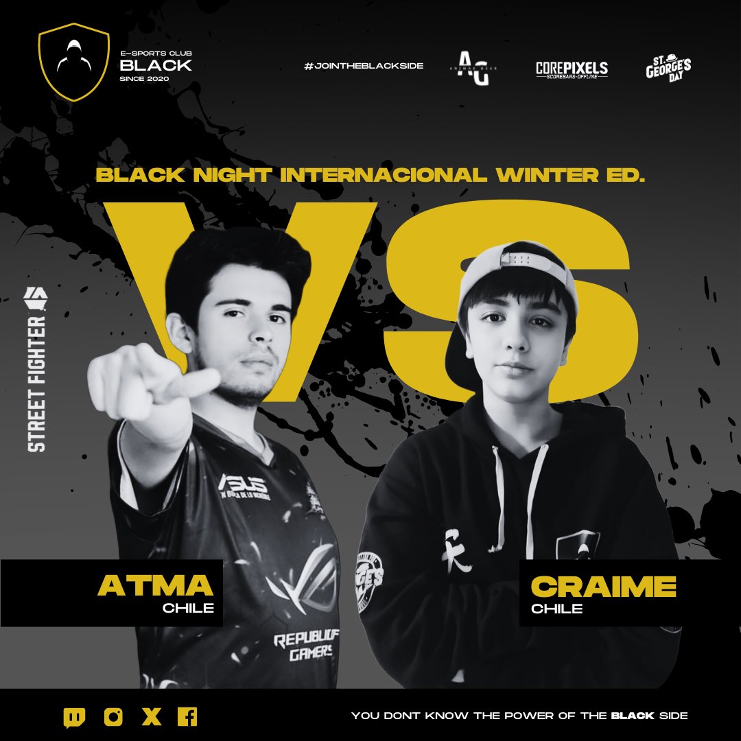 blackesportsfgc's tweet image. Hoy en nuestro canal twitch.tv/blackteamespor… #BlackNight duelos ft5 #StreetFighter6 con jugadores de Chile/Argentina/Brasil

- @Padgar0 🆚 @KomanCl 
- @3Playleo 🆚 #Kraid
- @Blk_Mega 🆚 @jovenhou 
- @blk_craime 🆚 @AtmaCL_ 
- @BoladoZangief 🆚 @DerekBlaz11 

21h Chi 22h Bra