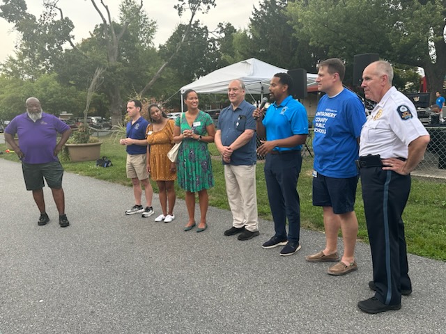 MontCoExec's tweet photo. It was a good turnout at Mt. Calvary Baptist Church for National Night Out! Enjoyed talking with neighbors and hearing their concerns. It was nice running into Council Members and city officials. Thanks to everyone for coming out! https://t.co/Mv4v3qgc5y