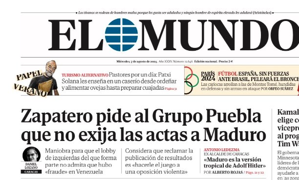 El socialista mercenario de Zapatero se alinea completamente con la tiranía, que está matando y torturando gente, para tratar de imponer el fraude en Venezuela.
El diccionario es avaro para calificar a este garante de asesinos y torturadores.