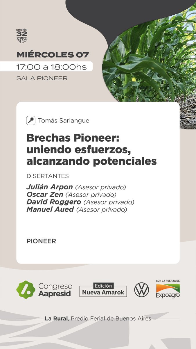 Para los interesados, mañana estaremos en congreso <a href="/aapresid/">Aapresid</a> con representantes de varios de los equipos del proyecto Pioneer Brechas!
