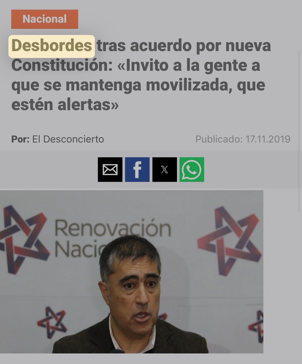 Don <a href="/AldoDuqueSantos/">Aldo Duque</a> con todo respeto una cosa es bajarse y otra muy distinta es entregar el apoyo a un Globalista traidor como lo es Desbordes. 
Lo uno no implicaba lo otro. 
#DesbordesNoEsDeDerecha
#DesbordesTraidor