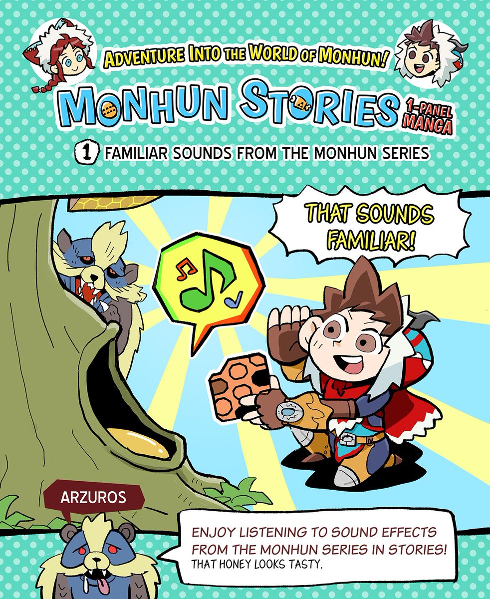 Enjoy our Monster Hunter Stories 1-Panel Manga series with our first entry: "Familiar sounds from the Monhun series."

Stay tuned for more entries to come! #MHStories and #MHStories2 are available now!

👉 https://t.co/paq0iiBLMi

Art drawn by @kangyaku. 
